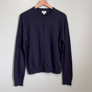 J. Crew Women's Classic Cotton Cardigan Sweater, Size L, Blue, Business Casual